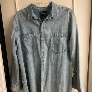 Lucky Brand Boyfriend button down shirt XL blue denim